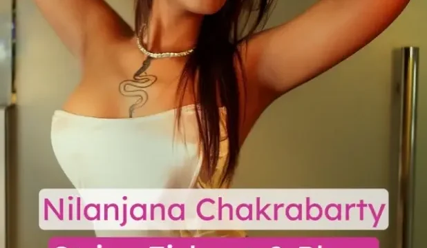 Dusky Babe Nilanjana Chakrabarty Strips Fishnet & Plays With Her Shaved Pussy