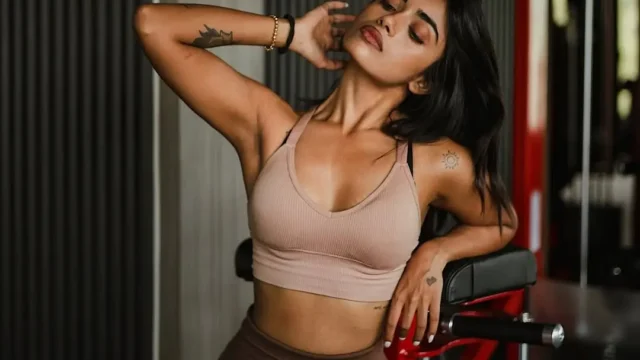 Fitness model Simi Das flaunts her thin body and bubble butt in see-through bikini pics