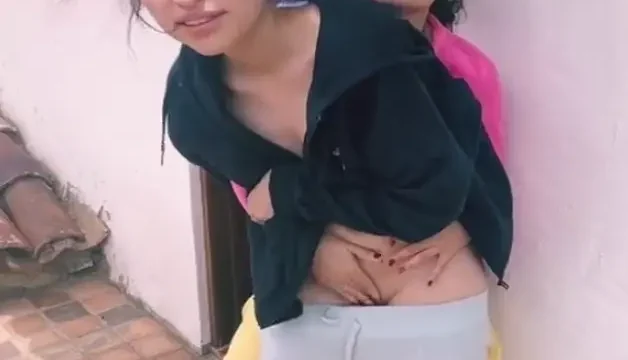 Horny outdoor terrace pussy rubbing session with two wild girls enjoying