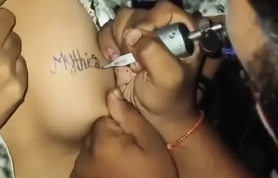 Indian Girl Gets Her Tight Boob Pressed And Nipple Pinched While Getting Tattooed