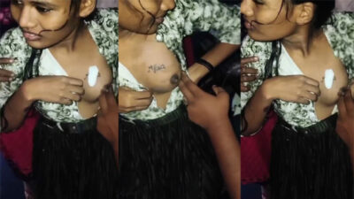 Tamil Teen School Girl Making Tattoo on her Boobs viral mms